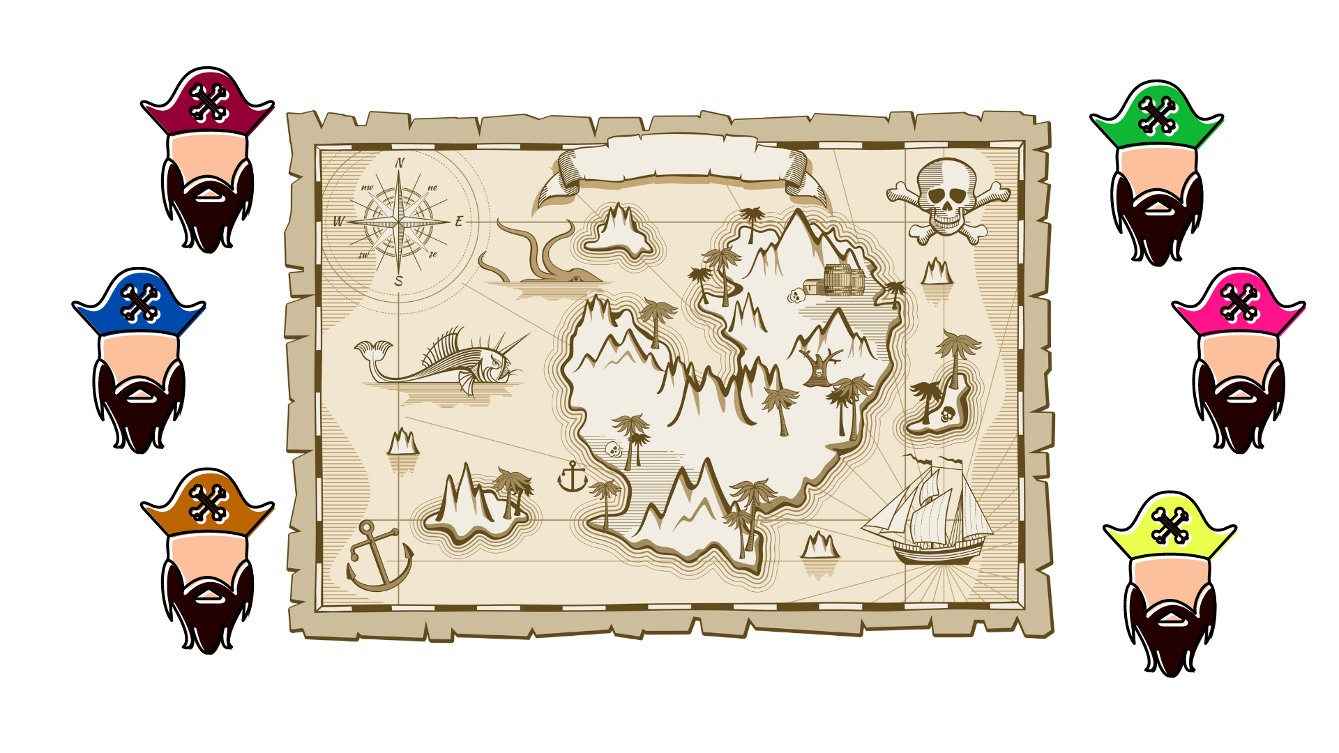 Pirates around a map